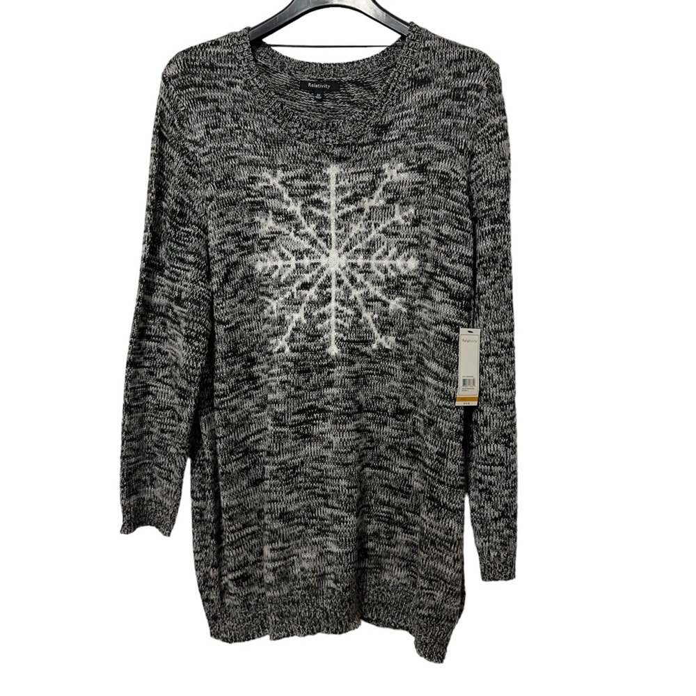 NWT Relativity Snowflake Sweater Gray Womens Plus Size 3X